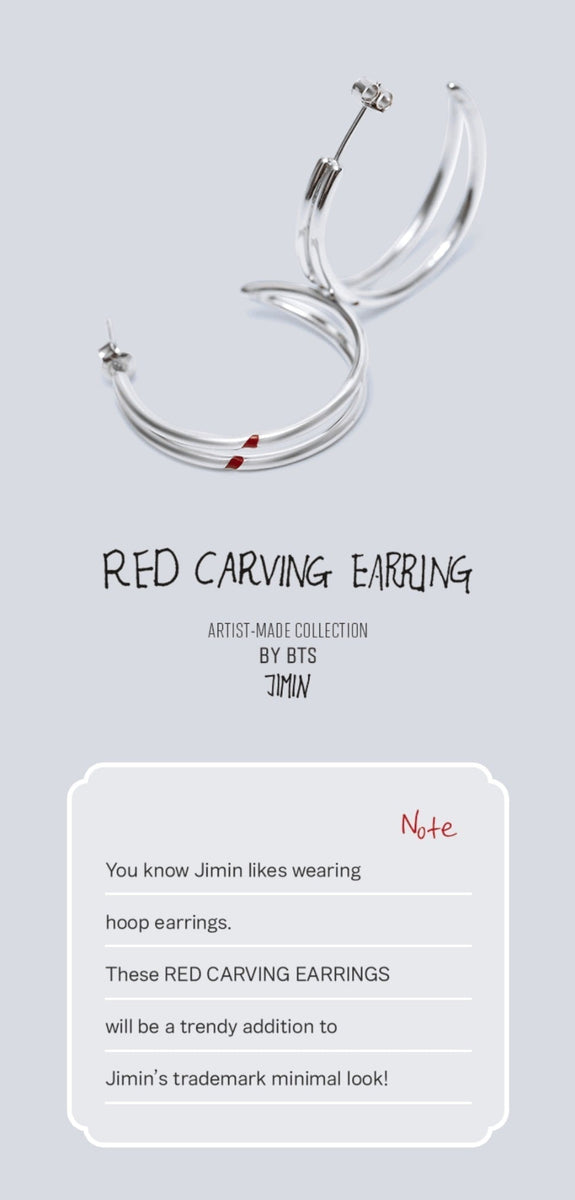 BTS JIMIN RED CARVING EARRING www.krzysztofbialy.com