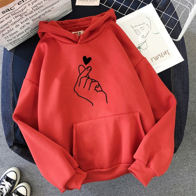 Korean Finger Heart Hoodie