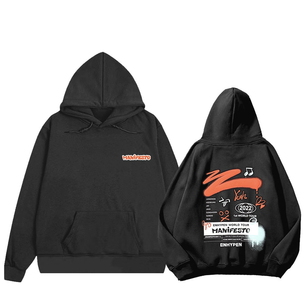 ENHYPEN MANIFESTO パーカー 黒 M ENHYPEN World Tour Manifesto Zip UP Hoodie M-Size Black