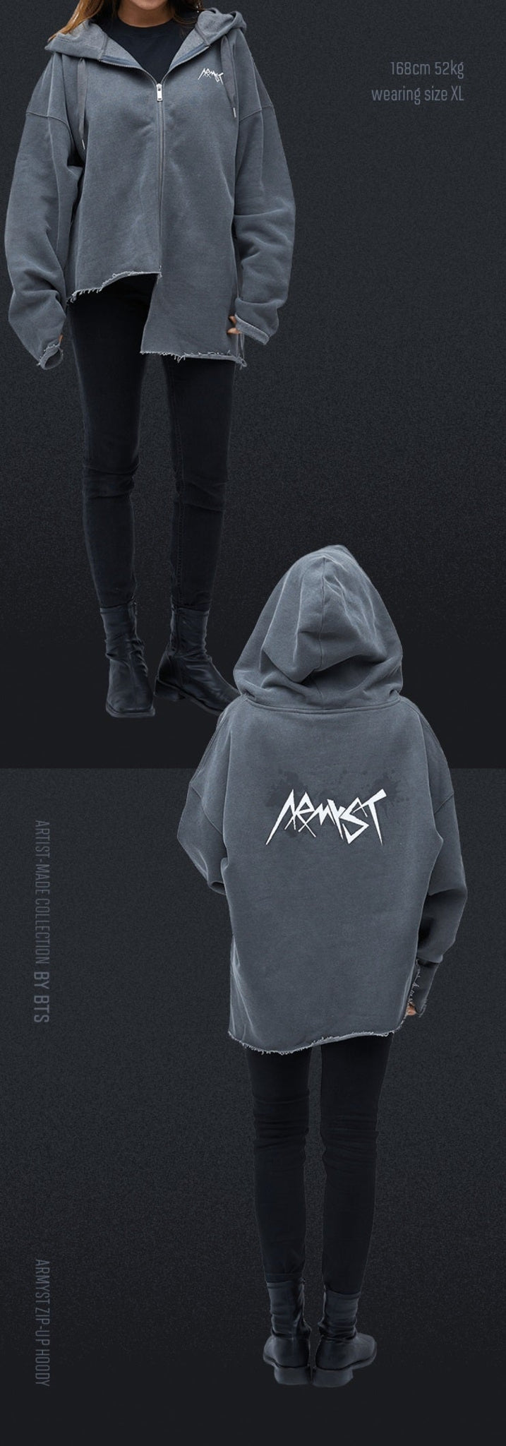 JUNG KOOK] ARMYST ZIP-UP HOODY [BLACK]M-