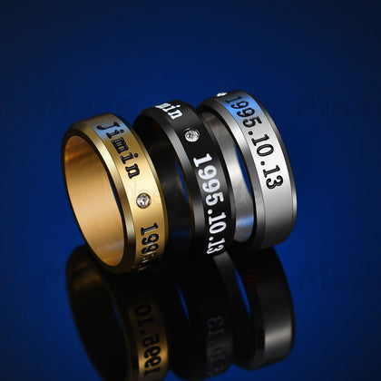 K-DNA BTS Member Rings - lovers (gold/black)