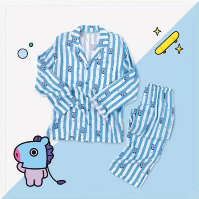Korean Spring Cotton Cartoon Cow Pajamas Sets for Baby Boys and Girls