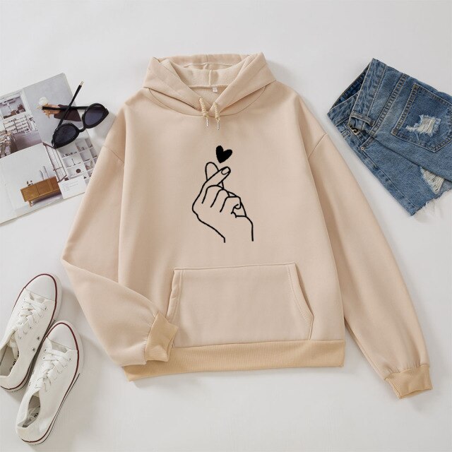 Korean finger deals heart hoodie